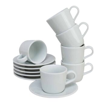 Set 6 cesti expresso cu farfurie Design Italian Alba, 90 ml, Portelan
