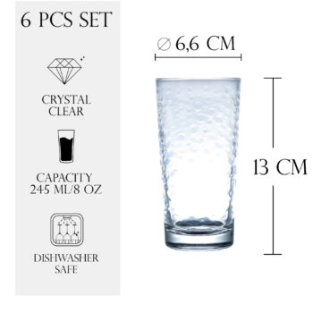 Set 6 pahare apa, Mist, 245 ml, Transparent