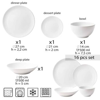 Set farfurii 4 piese, pentru o persoana, North Pole, Cesiro, Alb Lucios