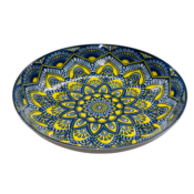 Farfurie adâncă cu model mandala albastru-galben de 20,5 cm