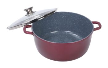 Cratita din aluminiu, cu ceramica, cu capac din sticla, pentru prepararea gemului, sosului din tomate, 32cm, Grunberg GR9032