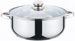 Cratita din inox , compatibila cu plita cu inductie, cu capac din sticla, 26 cm , 5 l , Grunberg GR3118
