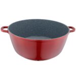 Cratita din aluminiu, cu ceramica, cu capac din sticla, pentru prepararea gemului, sosului din tomate, 32cm, Grunberg GR9032