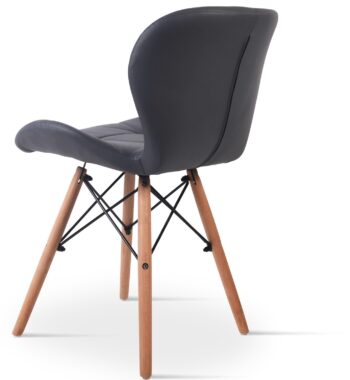 Scaun tapitat cu piele sintetica, cu picioare din lemn si metal, pentru bucatarie sau living, 49 x 41 x 74cm, Grunberg QZY1711
