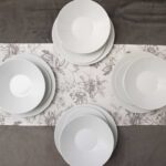 Set farfurii 12 piese, pentru 4 persoane, Snow, Cesiro, Portelan, Alb Lucios