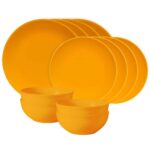 Set farfurii 12 piese, pentru 4 persoane, Sun, Cesiro, Galben Lucios