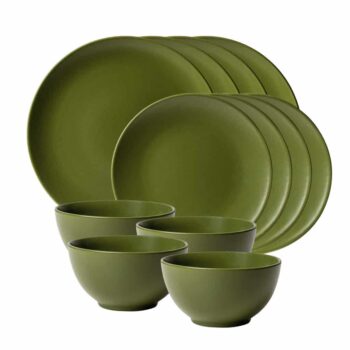 Set farfurii 12 piese, pentru 4 persoane, Olive Green, Cesiro, Verde Masliniu Mat Set farfurii 12 piese, pentru 4 persoane, Olive Green, Cesiro, Verde Masliniu Mat
