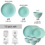 Set farfurii 12 piese, pentru 4 persoane, Peppermint, Cesiro, Verde Mat