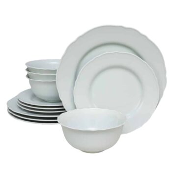 Set farfurii 12 piese, pentru 4 persoane, Iceberg, Cesiro, Portelan, Alb Lucios Set farfurii 12 piese, pentru 4 persoane, Iceberg, Cesiro, Portelan, Alb Lucios