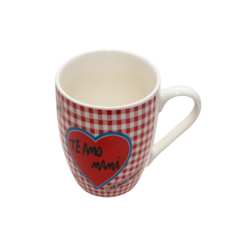 Cană 370 ml, model inimă, mesaj Te Amo Mama