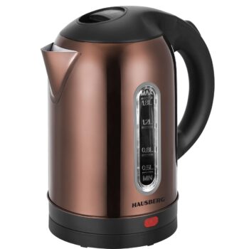 Fierbator apa electric HAUSBERG HB-3621CU, 1800 W, 1.8 litri, rezervor de apa din otel inoxidabil, oprire automata la fierbere, rotire la 360 grade, protectie la supraincalzire, baza detasabila, cupru