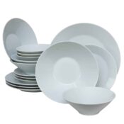Set farfurii 16 piese, pentru 4 persoane, Snow, Cesiro, Portelan, Alb
