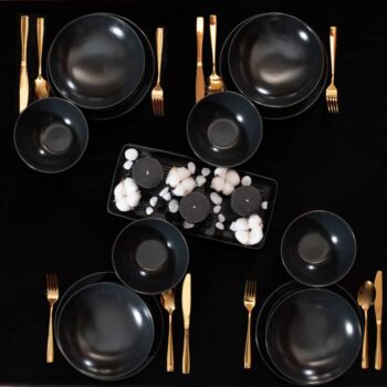 Set farfurii 16 piese, pentru 4 persoane, Anthracite, Cesiro, Gri Mat