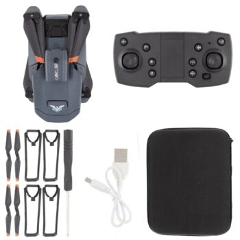 JJRC H106 Cameră 4K Dronă RC pliabilă pentru evitarea obstacolelor Cameră dublă Trei baterii - Negru