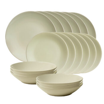 Set farfurii 18 piese, pentru 6 persoane, Milk Foam, Cesiro, Alb ivoire