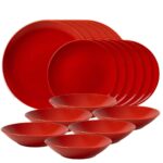 Set farfurii 18 piese, pentru 6 persoane, Passion, Cesiro, Rosu Lucios