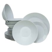 Set farfurii 18 piese, pentru 6 persoane, Snow, Cesiro, Portelan, Alb