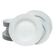 Set farfurii 18 piese, pentru 6 persoane, Iceberg, Cesiro, Portelan, Alb lucios