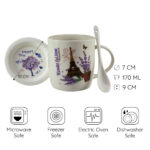 Cana cu farfurie si lingurita 350 ml, Alb cu design Paris