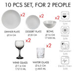 Set de masa, 10 piese, pentru 2 persoane, North Pole, Cesiro, Alb Mat