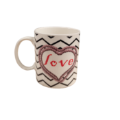 Cană, 300ml,  cu mesaj love și linii negre