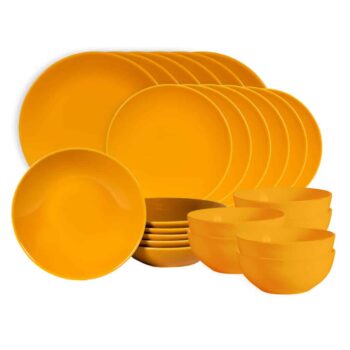 Set farfurii 24 piese, pentru 6 persoane, Sun, Cesiro, Galben Lucios Set farfurii 24 piese, pentru 6 persoane, Sun, Cesiro, Galben Lucios