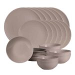 Set farfurii 24 piese, pentru 6 persoane, Latte, Cesiro, Crem Lucios