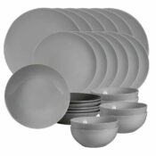 Set farfurii 24 piese, pentru 6 persoane, Silver, Cesiro, Gri Lucios