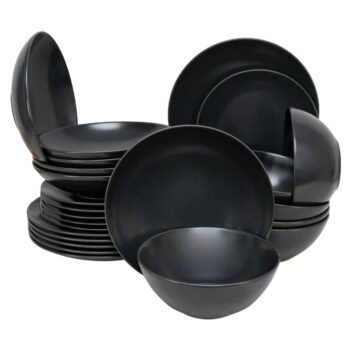 Set farfurii 24 piese, pentru 6 persoane, Anthracite, Cesiro, Gri Mat Set farfurii 24 piese, pentru 6 persoane, Anthracite, Cesiro, Gri Mat