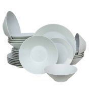 Set farfurii 24 piese, pentru 6 persoane, Snow, Cesiro, Portelan, Alb