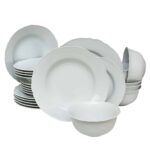 Set farfurii 24 piese, pentru 6 persoane, Iceberg, Cesiro, Portelan Alb