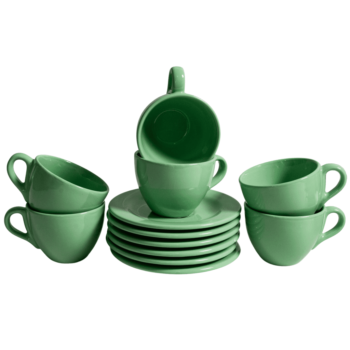 Set 6 cesti cu farfurie pentru cafea Verde Menta, 160 ml