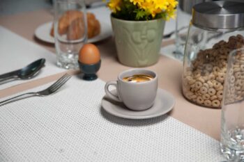 Set 6 cesti cu farfurie pentru expresso Gri Argintiu Mat 80 ml