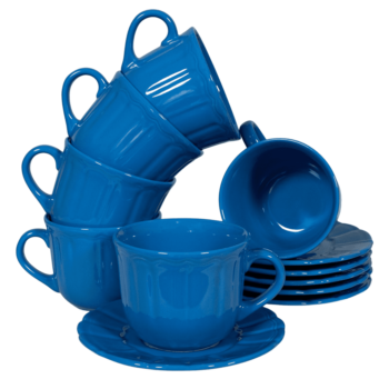 Set 6 cesti cu farfurie Albastru Regal, 450 ml Set 6 cesti cu farfurie Albastru Regal, 450 ml
