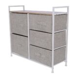 Comoda cu 5 sertare , 83 x 29 x 77 cm , Grunberg TB72 (crem)