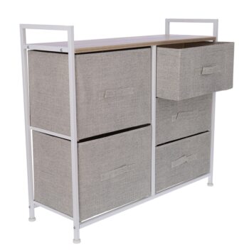 Comoda cu 5 sertare , 83 x 29 x 77 cm , Grunberg TB72 (crem)