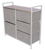 Comoda cu 5 sertare , 83 x 29 x 77 cm , Grunberg TB72 (crem)