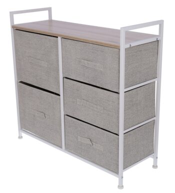 Comoda cu 5 sertare , 83 x 29 x 77 cm , Grunberg TB72 (crem)