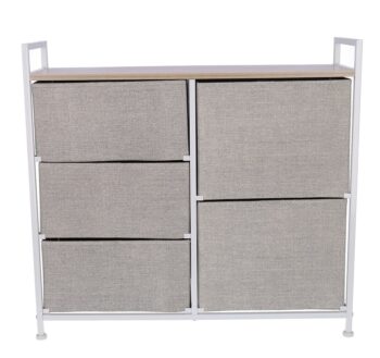 Comoda cu 5 sertare , 83 x 29 x 77 cm , Grunberg TB72 (crem)