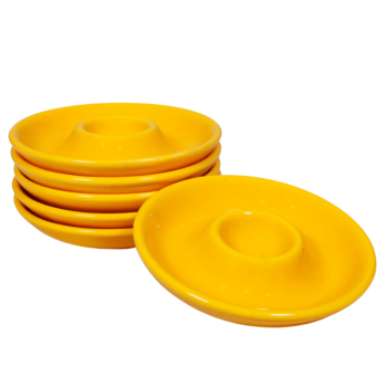 Set 6 suporturi de ou, model farfurie, Ø 12 cm, Galben Floarea Soarelui