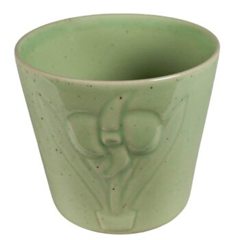 Ghiveci Verde decorat in relief cu forma de floare, 10 cm, Salvie Pigmentat Ghiveci Verde decorat in relief cu forma de floare, 10 cm, Salvie Pigmentat