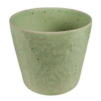 Ghiveci decorat in relief Verde cu elemente astece, 10 cm, Salvie Pigmentat Ghiveci decorat in relief Verde cu elemente astece, 10 cm, Salvie Pigmentat