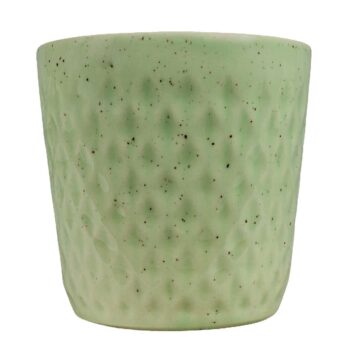 Ghiveci Verde Salvie Pigmentat decorat in relief cu romburi mici, 12 cm Ghiveci Verde Salvie Pigmentat decorat in relief cu romburi mici, 12 cm