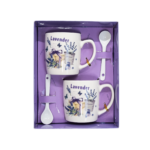Set 2 Cești cu decor Lavandă și lingurițe