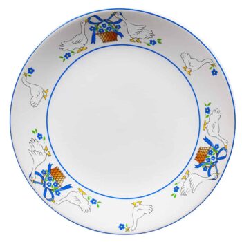 Farfurie desert cu banda cu gaste, 19.5 cm, Alb Pur Farfurie desert cu banda cu gaste, 19.5 cm, Alb Pur