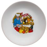 Farfurie desert cu decor bucatar cu pizza, 19,5 cm, Alb Pur