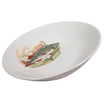 Farfurie adanca 22 cm in Alb Artic cu decor peste