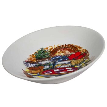 Farfurie adanca 21 cm Alb Artic cu decor pizza de masa Farfurie adanca 21 cm Alb Artic cu decor pizza de masa