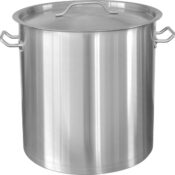 Oala profesionala din inox, cu manere nituite, capac din inox, compatibila cu plita cu inductie, 75 l, Grunberg GR2775