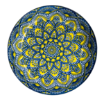 Farfurie adâncă cu model mandala albastru-galben de 20,5 cm